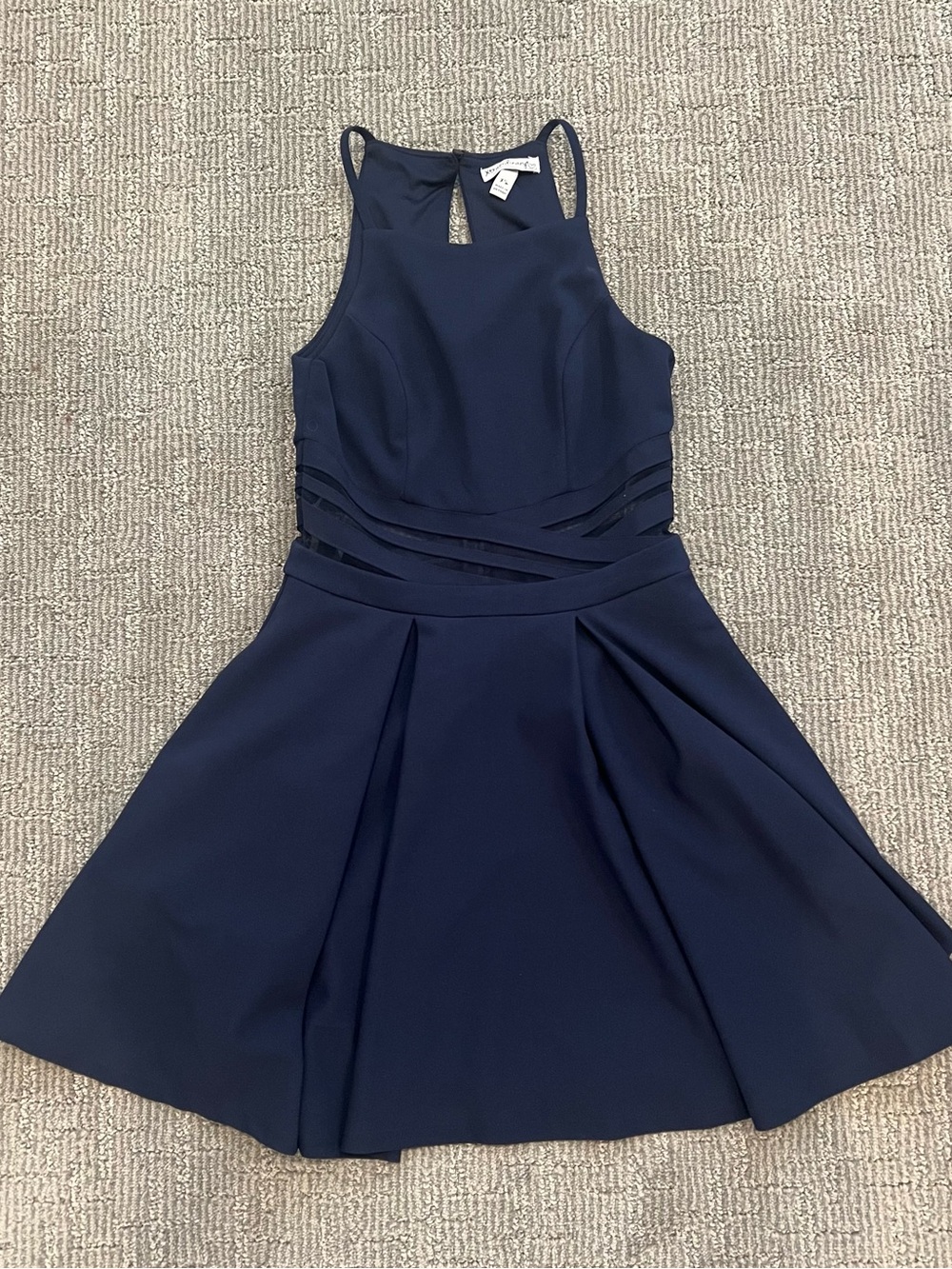 Xtraordinary Navy Halter Cutout Waist Mini Dress